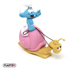 (Pre-order) The Smurfs: Money Box Smurf on a Snail's Back 19 cm