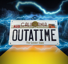 (Pre-order) Back To The Future Metal Sign Â´OutatimeÂ´ DeLorean License Plate
