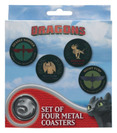 (Pre-order) How to Train Your Dragon Coaster 4-Pack Dragon Printed Metal