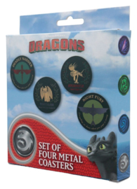 (Pre-order) How to Train Your Dragon Coaster 4-Pack Dragon Printed Metal