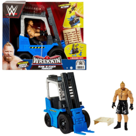 PRE-ORDER WWE Wrekkin' Vehicle Slam 'N Stack Forklift with Brock Lesnar Action Figure 15 cm