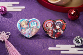 (Pre-order) Needy Streamer Overload Needy Streamer Chinese Restaurant Series Heart-Shaped Pinback Button OMGkawaiiAngel 7 x 6 cm