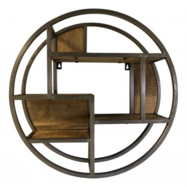Rond wandrek staalkleur met hout d-60cm diep 17cm nr 3065