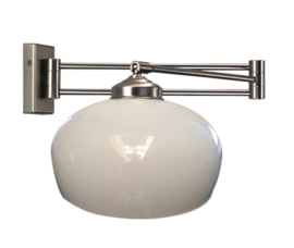 Wandlamp mat nikkel wandschaar Coupe kap 20 opaal nr 7Ws-212.00