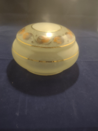Oude plafonniere bol zacht geel gouden strepen herfstblad motief D20cm oud-G49