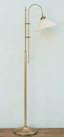Vloerlamp lees boog antiek messing met mat champagne dakkap nr 8.04