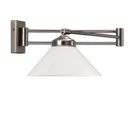 Wandlamp mat nikkel wandschaar met dakkap 25 opaal nr 7Ws-25.00