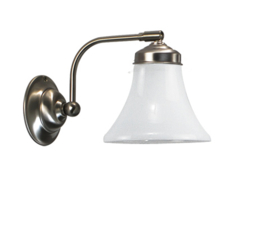 Wandlamp mat nikkel wandhaaks met kelkje kap 17 opaal nr 7Wh-337.00