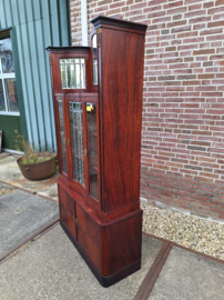 Originele Deense Jugendstil vitrine facet in messing mahonie h-210cm 1910 nr K202430
