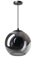 Hanglamp Orb zwart glas smoke d-30cm 1xE27 nr 05-HL4263-3036