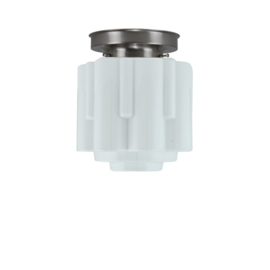 Plafonniere retro glazen bol Zuil met mat nikkel ophanging nr 7P1-489.00