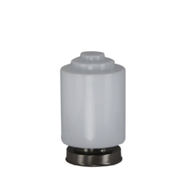 Getrapte tafellamp model blok mat nikkel met opaal kap Trapcillinder 15cm nr 7Tp1-1522.00