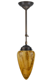 Schuifstang kort H 66-89 brons met glazen bol Traan donker marmer 18cm 3Sk1-293.20