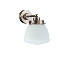 Wandlamp wandmini mat nikkel met opaal bol Schoolbol nr 7Wm-476.00