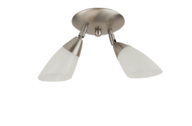 Combinatie 2-L plafondspot mat nikkel met glazen kapjes Schepje 7cm opaal nr 7Sp2-230.00