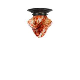 Plafonniere midden bruin retro gemarmerde oliepot bol S. nr 2P2-165.96