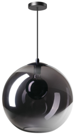 Hanglamp Orb zwart glas smoke d-40cm 1xE27 nr 05-HL4264-3036