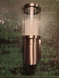 Buitenlamp wand RVS 2jr garantie G9 h24,9cm glazen venster nr 071