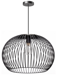 Hanglamp Wire plat bol 50x35cm zwart h-155cm E27 nr 05-HL4329-30