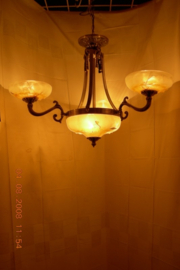 Retro hanglamp antiek messing 6-lichts nr:20368/3+3