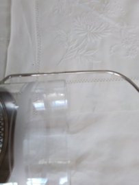 Oude nickelsilver koekpot art deco met glazen geetste binnenpot.