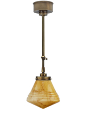 Schuifstang kort H 55-78 oud messing met glazen bol Philips licht marmer 20cm 4Sb1-321.60