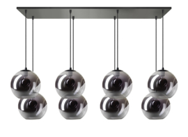 Hanglamp serie The Orb plaat 130x30cm zwart 8-lichts rook/smoke bol 8x25cm nr 05-HL4271-3036