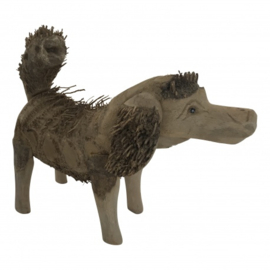 Handgemaakt beeld HOND bamboe hout br40cm h-30cm nr 5259
