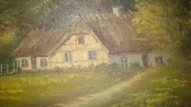 Schilderij Deens landschap met boerderij.