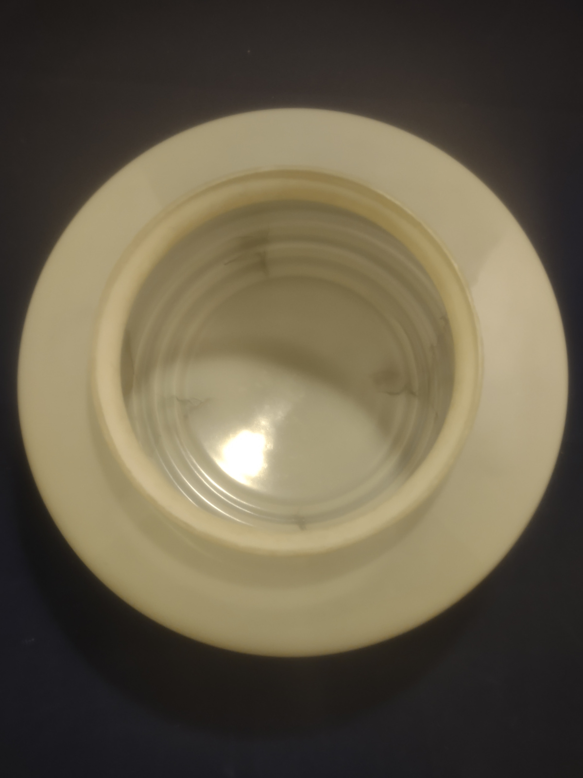 Gemarmerde handgemaakte plafonniere bol D25cm zacht geel nr oud-G45