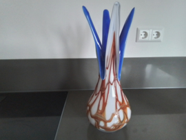 Grote Talast vaas Noorwegen blauw wit oranje.