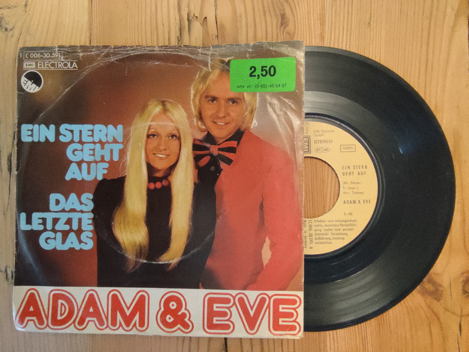 Adam & Eve met Ein Stern geht auf 1974 Single nr S20256480