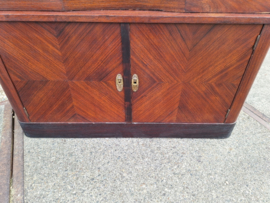 Originele Deense Jugendstil vitrine facet in messing mahonie h-210cm 1910 nr K202430