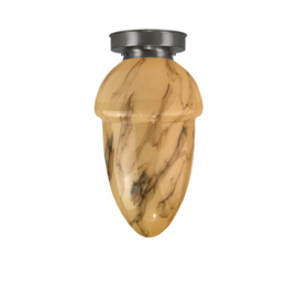 Plafonniere glazen bol Eikel 18cm gemarmerd met mat nikkel ophanging nr 7P1-6593.60