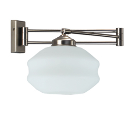 Wandlamp mat nikkel wandschaar met Roof kap 19 opaal nr 7Ws-450.00
