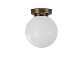 Plafonniere glazen bol Bol 20cm opaal met oud messing ophanging nr 4P1-2000.00