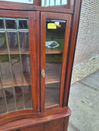 Originele Deense Jugendstil vitrine facet in messing mahonie h-210cm 1910 nr K202430