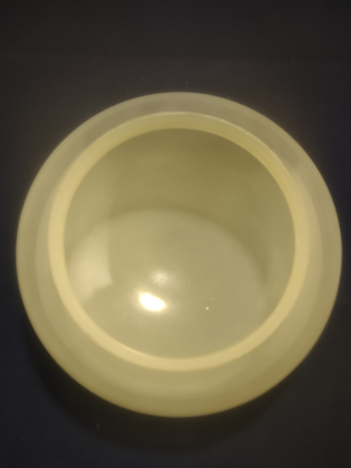 Oude plafonniere bol zacht geel gouden ring heldere ring D21cm oud-G41