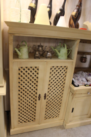 Wandkast geschikt voor flatscreen hout met champagne kleur afwerking