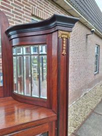 Originele Deense Jugendstil vitrine facet in messing mahonie h-210cm 1910 nr K202430