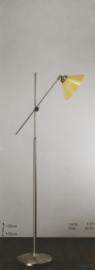 Vloerlamp hengel leesarm mat nikkel met 30cm champ. dakkap wit nr 1.07