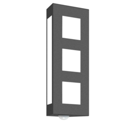 Wandlamp buitenlamp edelstaal antraciet gecoat 2x60W bewegingssensor h-40cm nr 22/BM