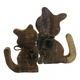 Houten kat van oud hout met de hand gemaakt maat M nr 5815