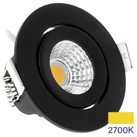 Inbouwspot zwart rond d6,5cm dimbaar warm wit licht 2700K 450L 60gr. nr 08-ED-10062