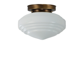 Plafonnière Deco bol opaal met oud messing ophanging nr 4P1-394.00