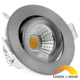 Inbouwspot nikkel rond d6,5cm dim. naar warm 2000K->3000K licht 450L 60gr. nr 08-ED-10059