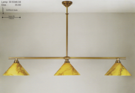 T-lamp 3-L br-140cm oud messing met gemarmerde dakkappen nr 306346.04