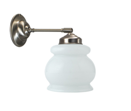 Wandlamp mat nikkel wandpijpje met kap IJsmuts 13 opaal nr 7Wp-447.00