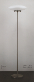 Vloerlamp h-155 mat nikkel met opaal wit glas d-42cm nr 48.07