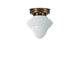 Plafonniere glazen bol Oliepot S opaal met oud messing ophanging nr 4P1-165.00